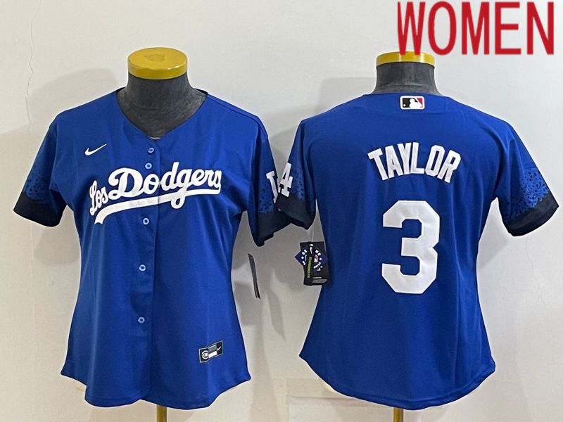 Women Los Angeles Dodgers #3 Taylor Blue City Edition Nike 2022 MLB Jerseys->los angeles dodgers->MLB Jersey